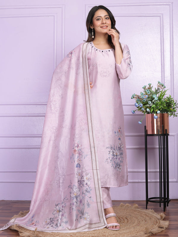Lightpurple Modal Silk Pant Suit 189889